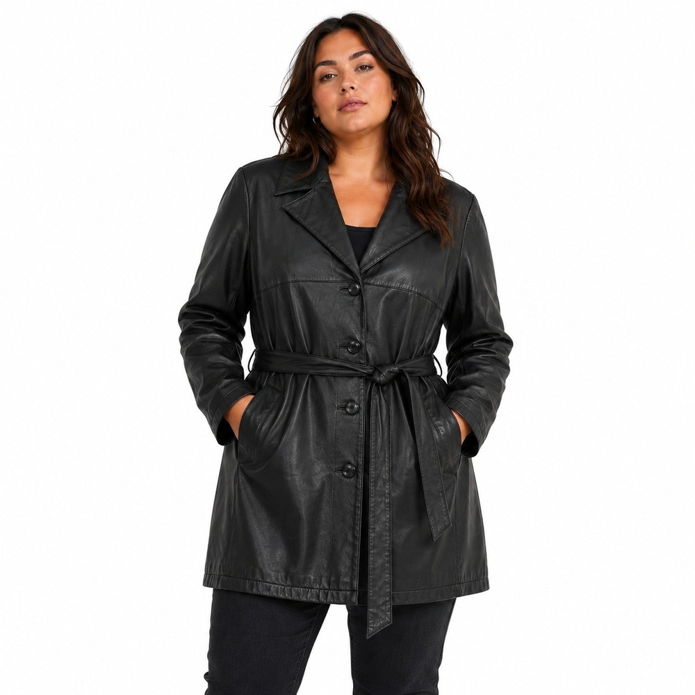 Pelle Studio Wilsons Leather Coat 2X Black Vintage Grunge Goth Matrix Baddie
